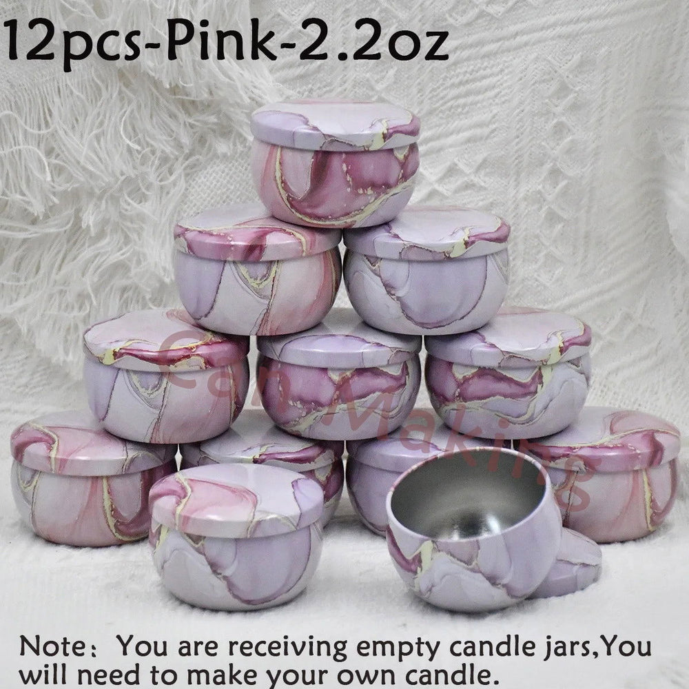 12-Piece Marble Pattern Candle Tins - Perfect for DIY Candle Making & Storage - candletown.net