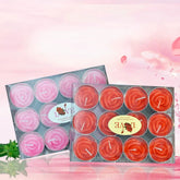 12Pcs Red Rose Shape Tea Light Candles - Elegant & Smokeless Decor for Weddings and Parties - candletown.net
