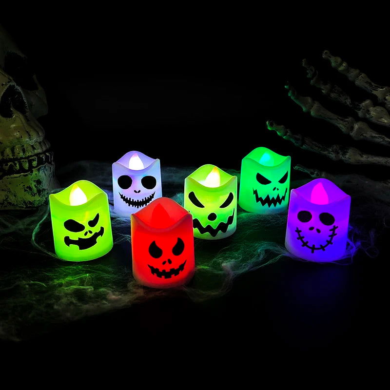 6pcs Halloween Flameless Ghost Face Candle - Safe & Scary Party Decoration - candletown.net