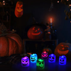 6pcs Halloween Flameless Ghost Face Candle - Safe & Scary Party Decoration - candletown.net