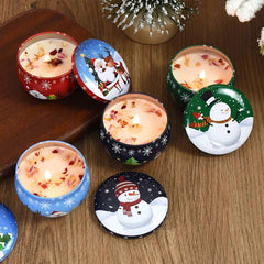 Christmas Aromatherapy Candles - Festive Santa Claus & Snowman Tin Cans - candletown.net