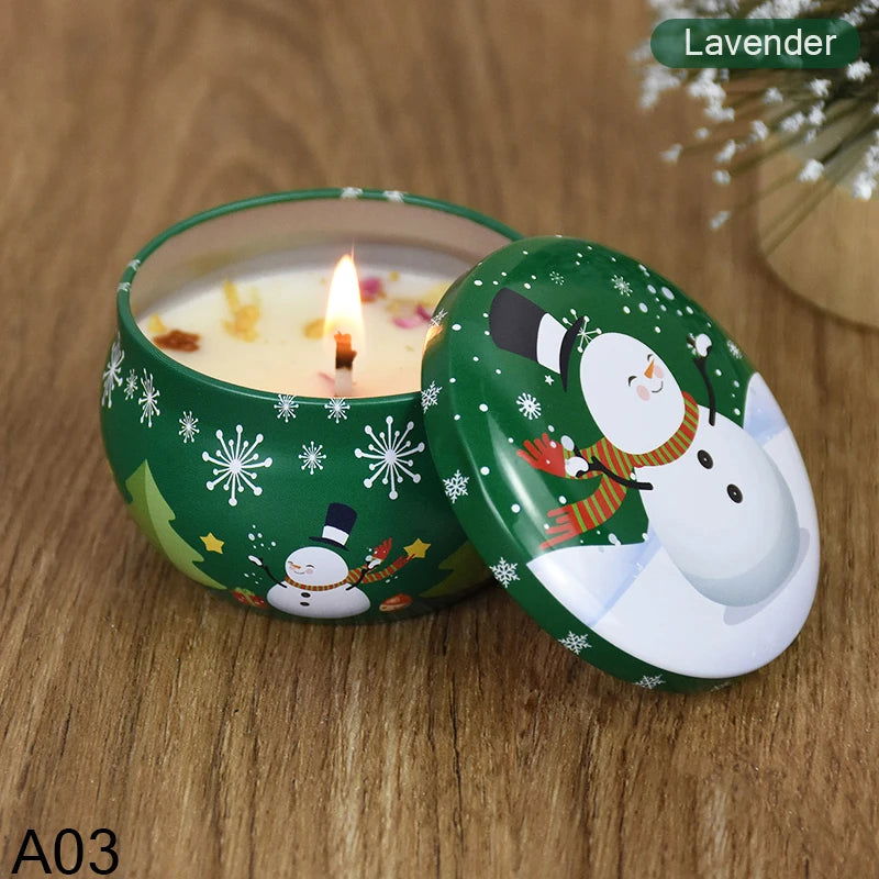 Christmas Aromatherapy Candles - Festive Santa Claus & Snowman Tin Cans - candletown.net