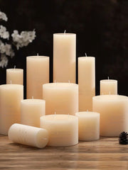 Classic Ivory White Cylinder Candle - Smokeless & Elegant Decor - candletown.net