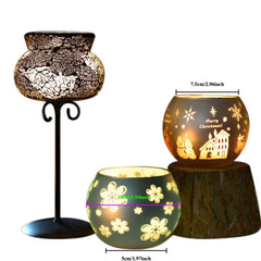 Colorful Snowflake Glass Candle Holder - Perfect for Romantic Dinners & Home Decor - candletown.net