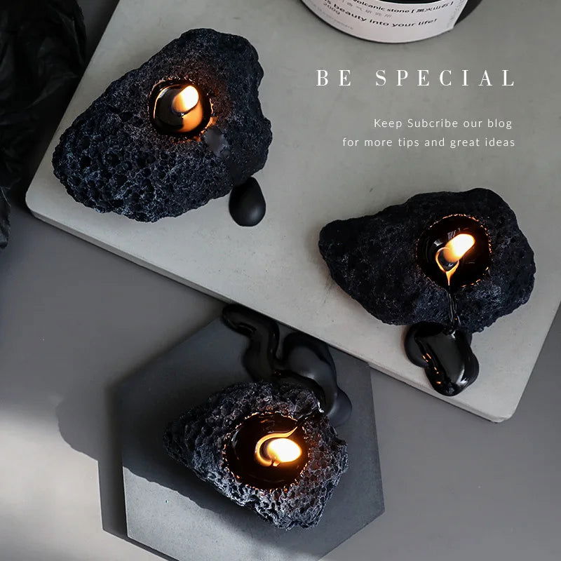 Creative Meteorite Aroma Candle - Black Stone Decorative Ornament for Home and Birthday Gifts - candletown.net