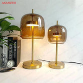 Dia18cm Smoke gray Glass Table Lamps Modern Living Bedroom Bedside Desk Lamp Indoor Decor LED Lighting amber glass Luminaire - candletown.net