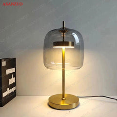 Dia18cm Smoke gray Glass Table Lamps Modern Living Bedroom Bedside Desk Lamp Indoor Decor LED Lighting amber glass Luminaire - candletown.net