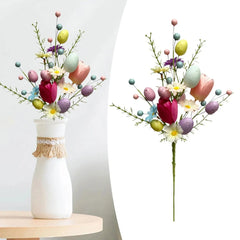 Easter Egg Stem Decorative Colorful Berries Floral Pick Bouquet Fake Eggs for Centerpiece Arrangement Home Vase Celebration Yard - candletown.net