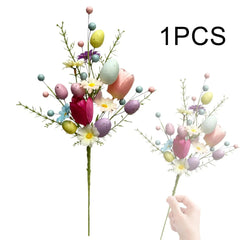 Easter Egg Stem Decorative Colorful Berries Floral Pick Bouquet Fake Eggs for Centerpiece Arrangement Home Vase Celebration Yard - candletown.net