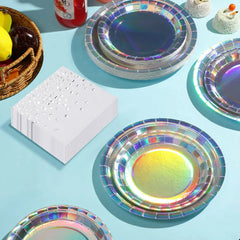 Holographic Disposable Tableware Set for Parties - candletown.net