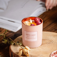 Pink Electroplated Cup Scented Candles - Atmosphere Decorated Candles with Dried Flowers - candletown.net