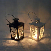 Retro Metal Lantern Candle Holder - Romantic Black/White - Home Decoration - candletown.net