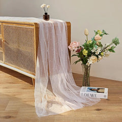 White Pearl Table Runner – Lace Tulle Wedding Decor - candletown.net