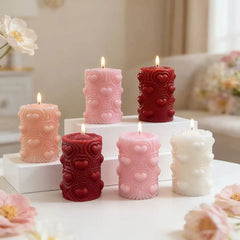 Heart Pattern Pillar Candle
