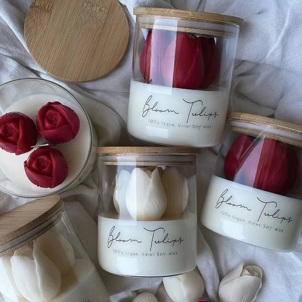 Tulip Aroma Soy Wax Candle in Glass - candletown.net