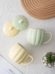 Pumpkin Ceramic Mug with Lid – Cute Halloween Coffee Cup