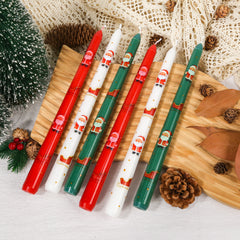 2 Pack Christmas Taper Candles – Santa Claus Pattern - candletown.net
