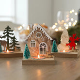 Wooden Christmas House Candle Holder