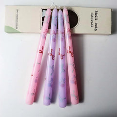 Printed Taper Candles with Cherry & Heart Design - candletown.net