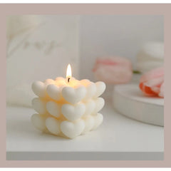 Pastel Heart Cube Soy Wax Candle – Sculptural Decor & Gift - candletown.net