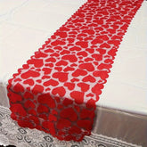Heart-Shaped Red Lace Table Runner