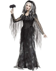 Gothic Ghost Bride Costume – Halloween Vampire & Witch Dress Set for Women - candletown.net