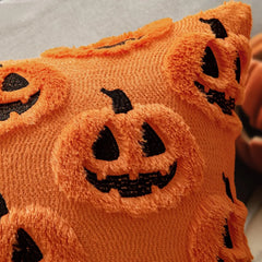 Halloween Pumpkin Pillow Cover – Embroidered Faux Wool Cushion Cover 45 × 45 cm