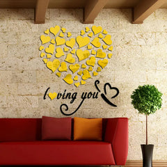 DIY Love Heart Acrylic Wall Stickers – 3D Mirror Decor - candletown.net