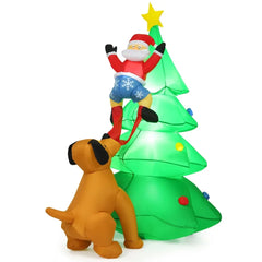 1.8m Inflatable Christmas Tree with Santa & Dog - candletown.net