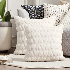 Valentine’s Day Plush Pillow Cover with Embroidered Heart