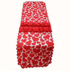Heart-Shaped Red Lace Table Runner - candletown.net