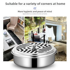 Stainless steel pot with lid on a white background, surrounded by images of home settings.