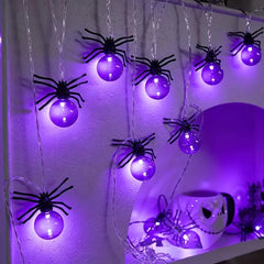 Halloween Spider LED String Lights – 10 LEDs, 1.5 m