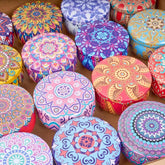 Printed Tin Candle Jars 2.5oz, Lids, Circle Heart or Butterfly