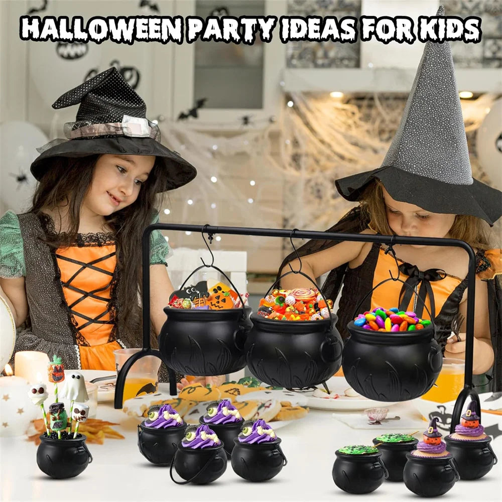 Black Plastic Cauldron Candy Bucket – Halloween Trick or Treat Jar - candletown.net