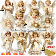12pcs Vintage Christmas Angel Wooden Pendants