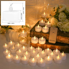 24-Pack Flickering LED Tea Light Candles – Remote & Flameless Decor