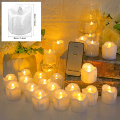24-Pack Flickering LED Tea Light Candles – Remote & Flameless Decor