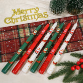 2 Pack Christmas Taper Candles – Santa Claus Pattern
