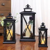 Black Glass Candle Lantern – Large Iron Candle Holder - candletown.net