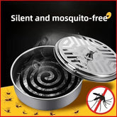 Mosquito repellent coil with 'silent and mosquito-free' text on a dark background