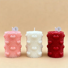 Heart Pattern Pillar Candle