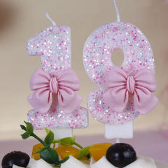 Pink Bow Number Candle – Elegant Cake Topper for Birthdays & Celebrations - candletown.net