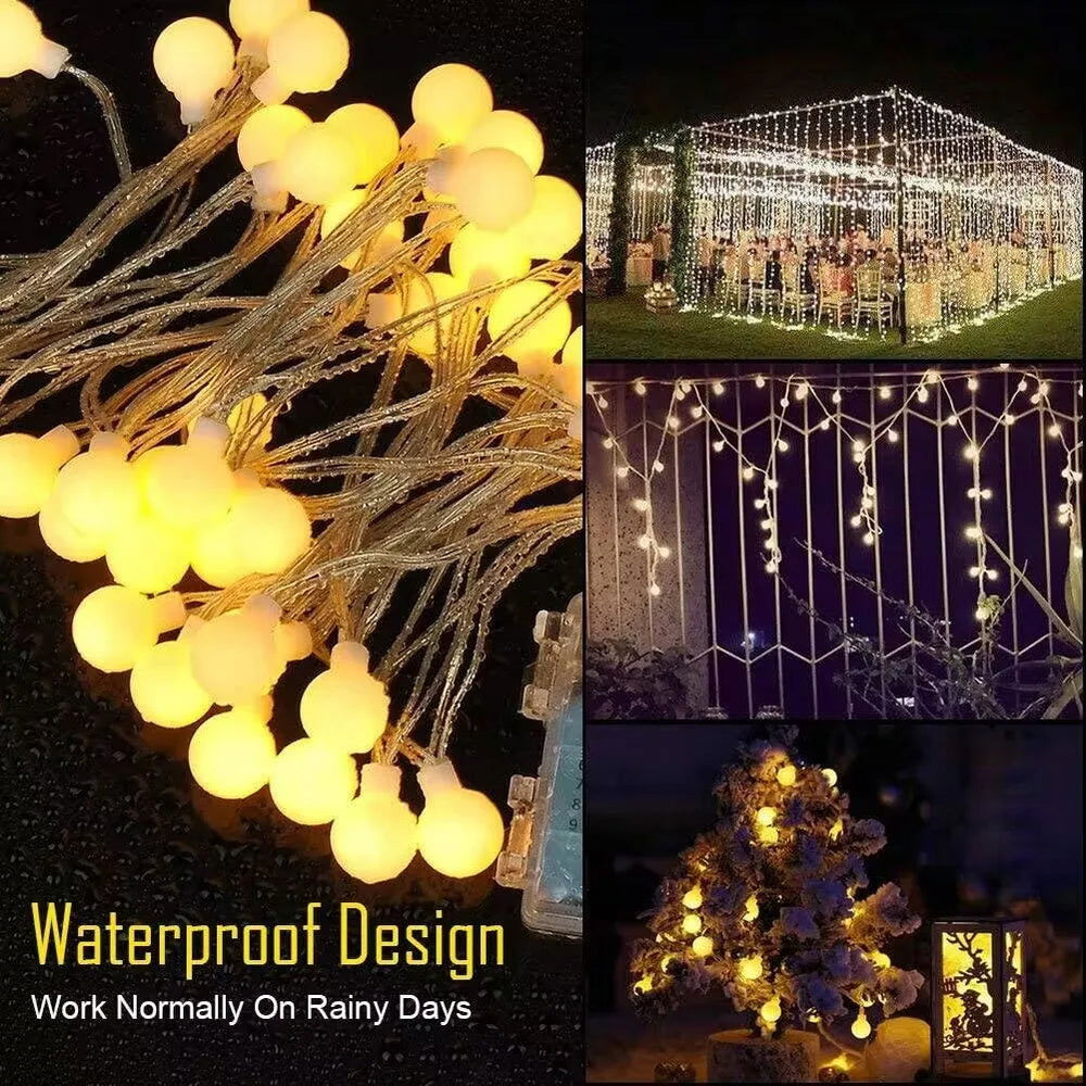 10M USB/Battery-Powered Ball LED String Lights - Waterproof Lights for Outdoor Decor - candletown.net