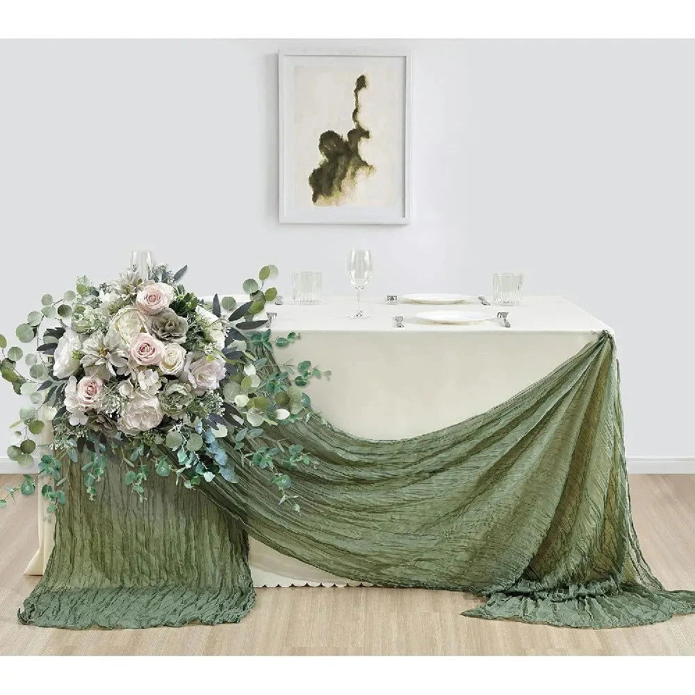 10Pcs Cheesecloth Table Runner Boho Gauze Table Runner 40x270cm Romantic Table Runner for Wedding Bridal Shower Birthday Party - candletown.net