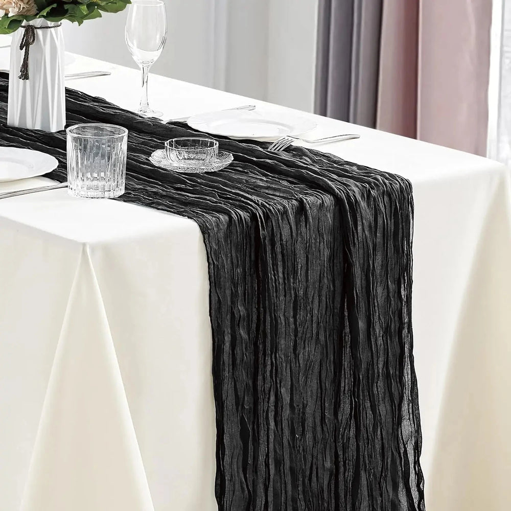 10Pcs Cheesecloth Table Runner Boho Gauze Table Runner 40x270cm Romantic Table Runner for Wedding Bridal Shower Birthday Party - candletown.net