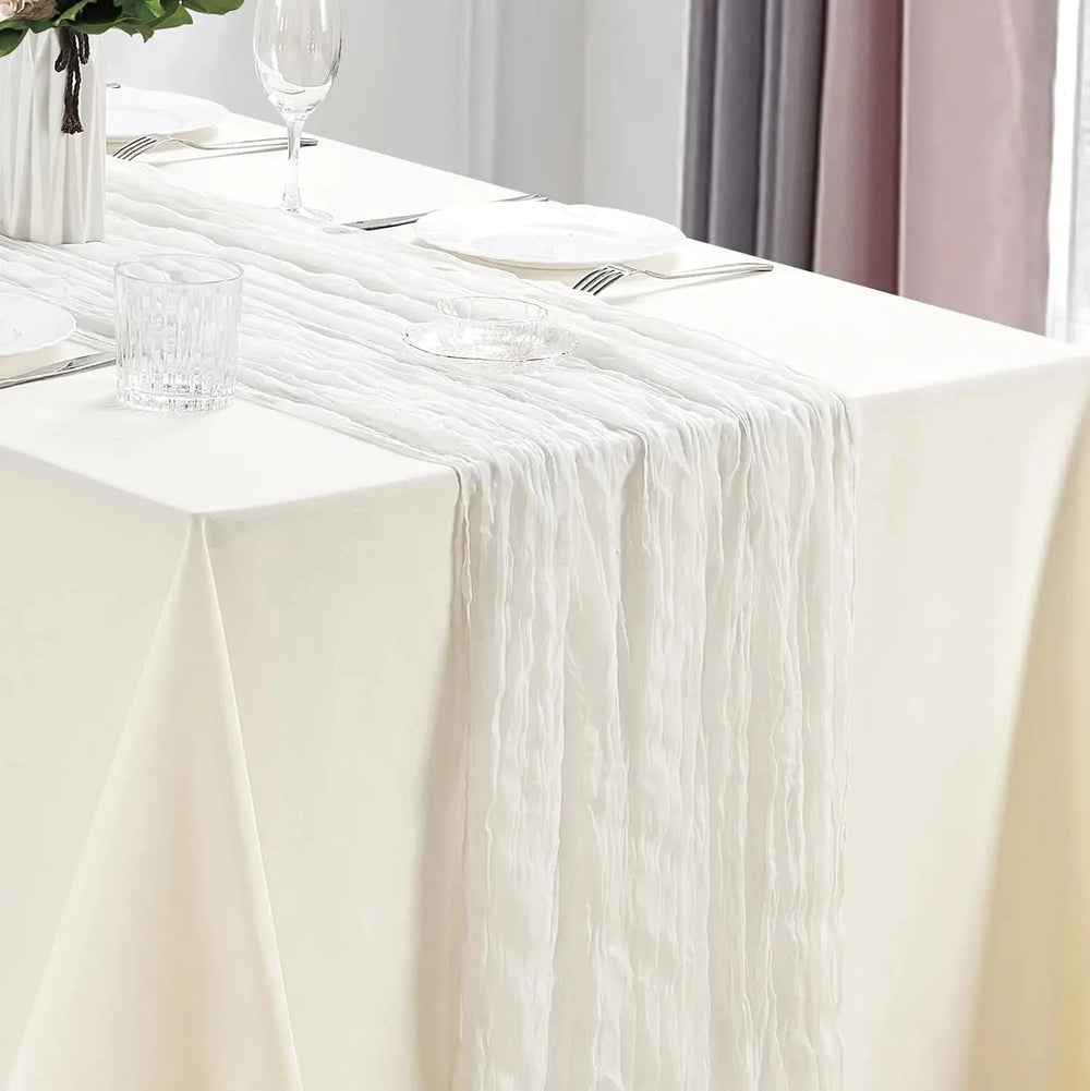 10Pcs Cheesecloth Table Runner Boho Gauze Table Runner 40x270cm Romantic Table Runner for Wedding Bridal Shower Birthday Party - candletown.net