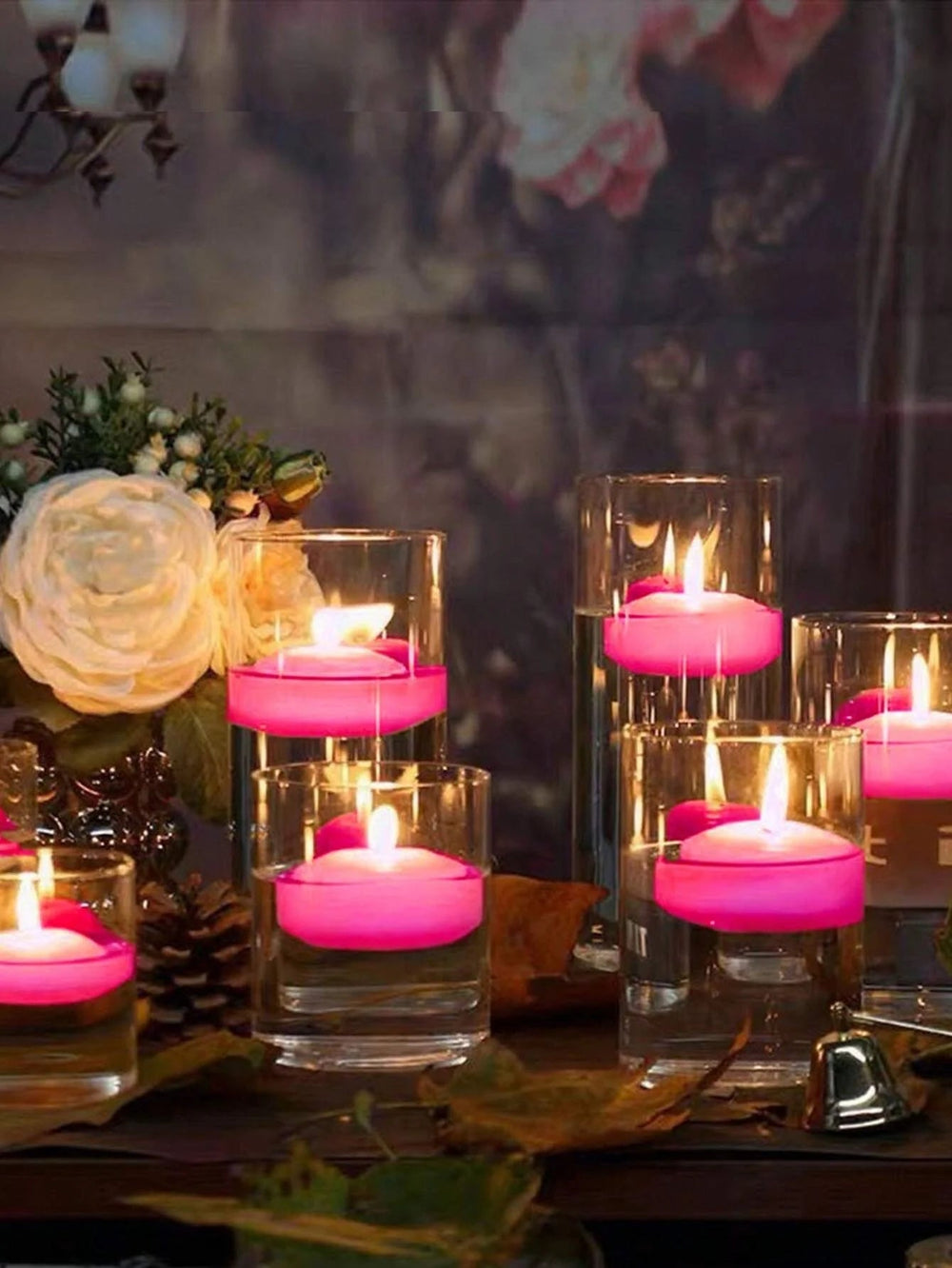 10pcs Pink Water Floating Candles - Perfect for Weddings, Home & Aromatherapy - candletown.net