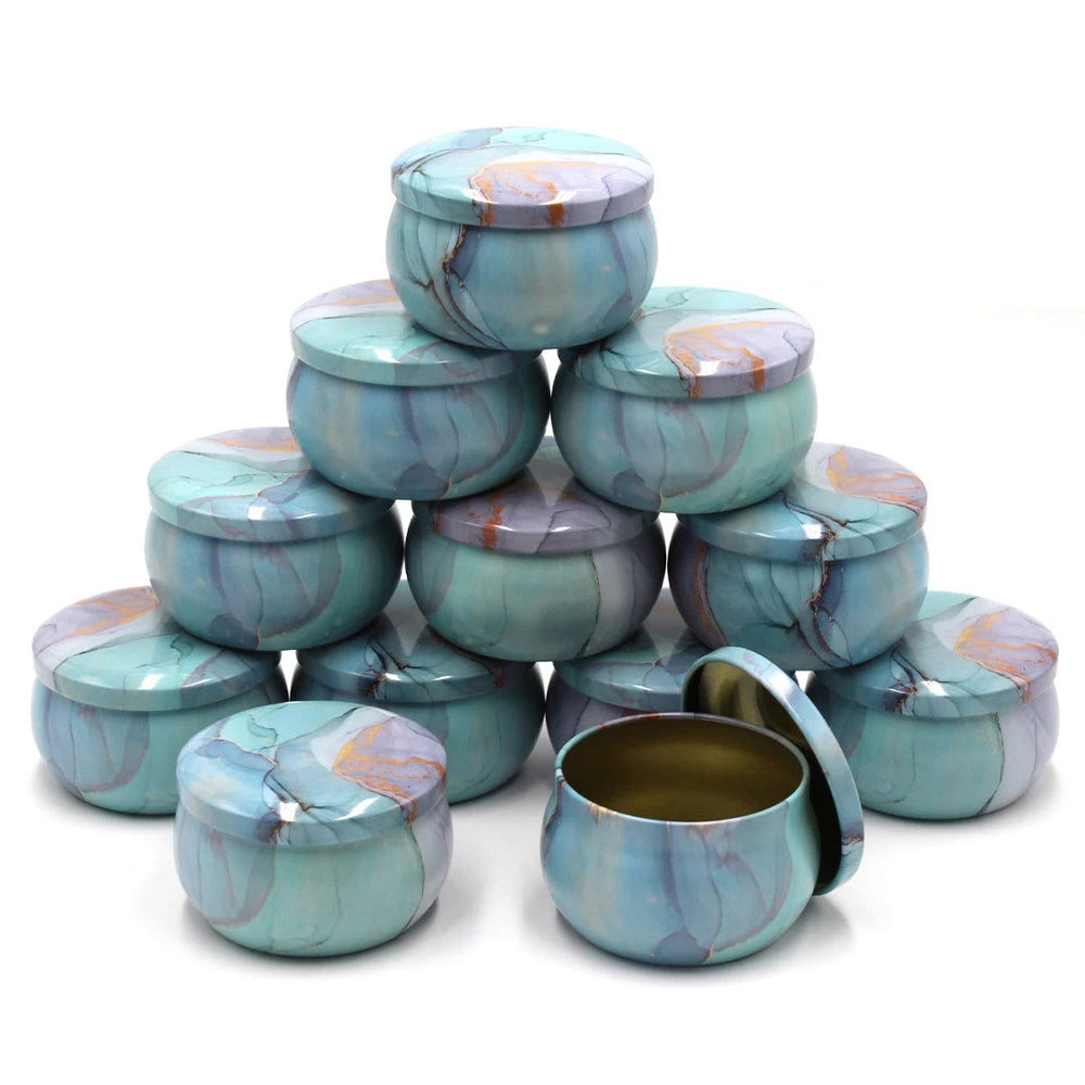 12-Piece Marble Pattern Candle Tins - Perfect for DIY Candle Making & Storage - candletown.net