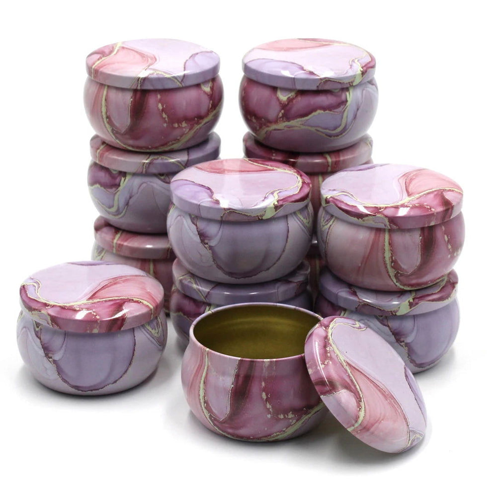 12-Piece Marble Pattern Candle Tins - Perfect for DIY Candle Making & Storage - candletown.net